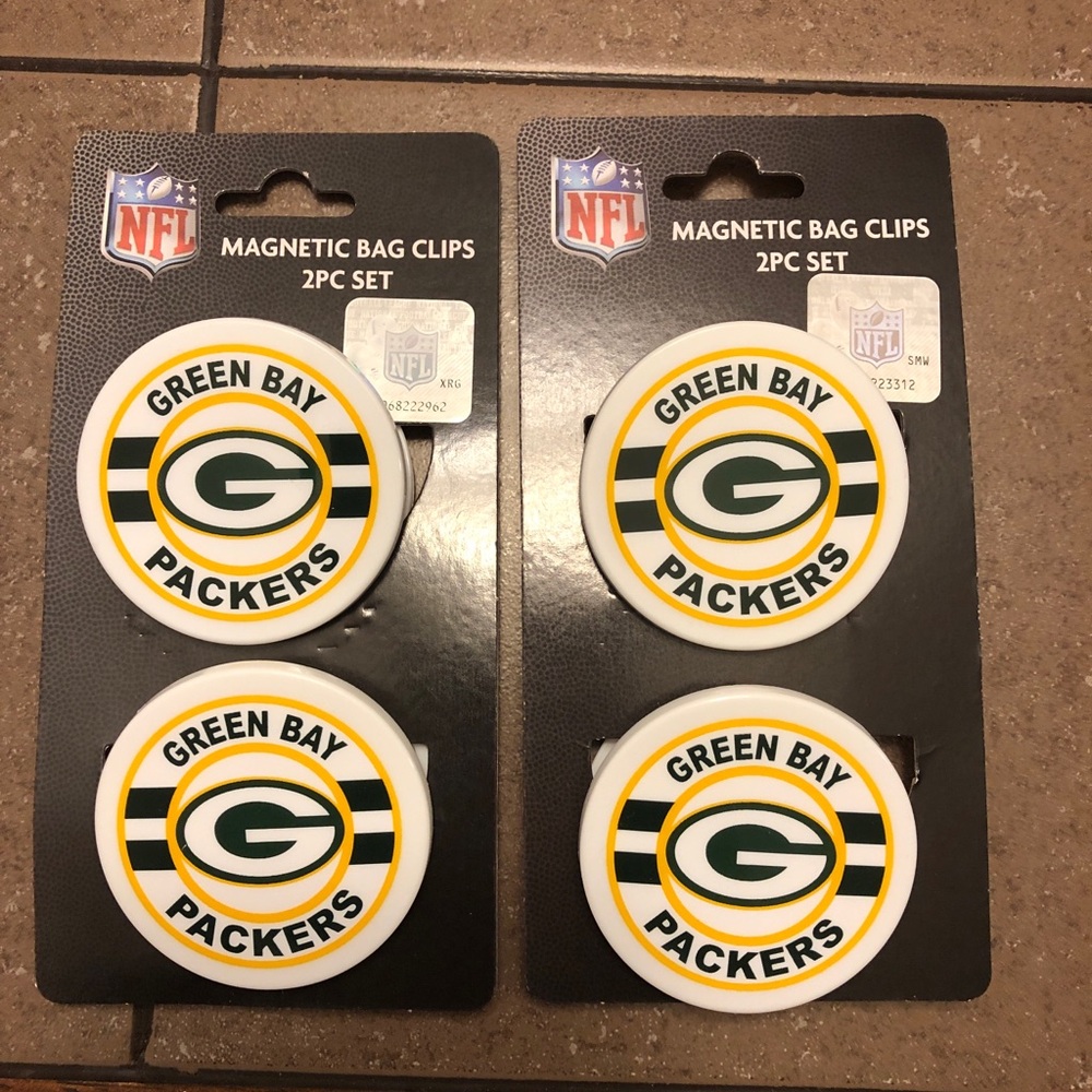 NFL Green Bay Packers Magnetic Bag Clips - White and Green 4